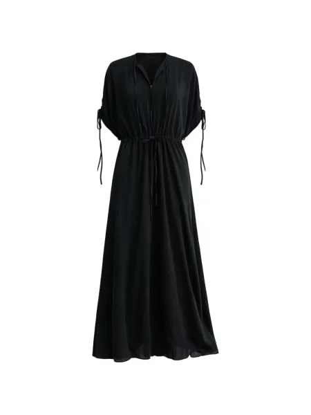 Sznurek ściągający sukienka midi Psophia do kolan garniturowa czarna