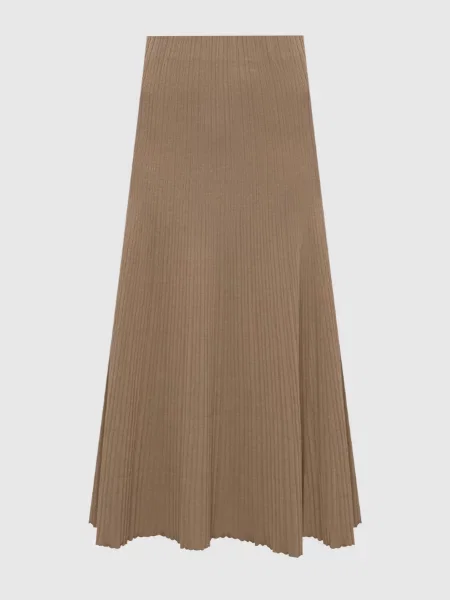 Спідниця міді з шовком Agnona коричнева