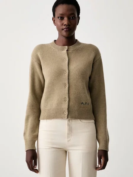 A.P.C. cardigan pentru femei din lână lila bej