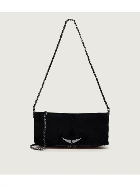 Zadig&Voltaire Geantă pe umăr Rock Western | piele întoarsă negru