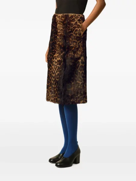 Fustă din piele Ami Paris cu imagine cu model leopard maro