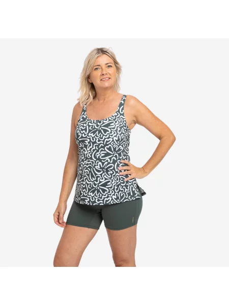 Strój jednoczęściowy pływacki Decathlon Heva Ondu tankini i szorty zielony