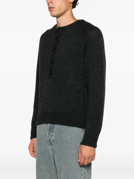 Pulover Our Legacy cu guler henley negru