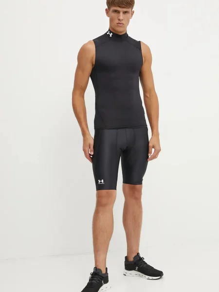Pánske tréningové tričko Under Armour HG Armour Comp Mock black/white čierna