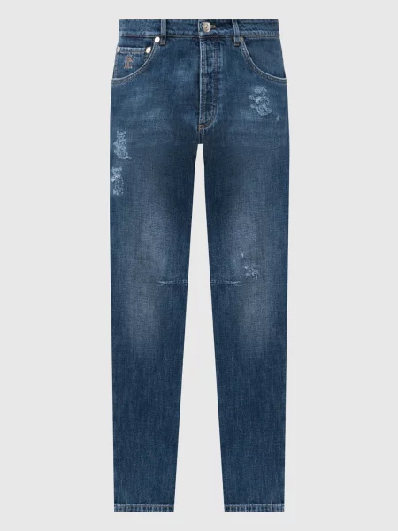 Джинси з патчем логотипа Brunello Cucinelli сині