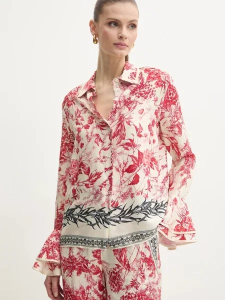 Simona Corsellini camasa femei cu guler clasic regular bej