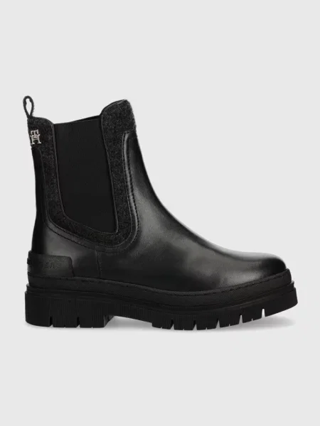 Sztyblety Tommy Hilfiger skórzane czarne