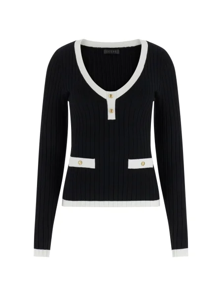 GUESS Pulover LAUREL / alb negru