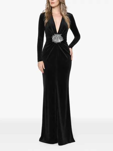 Rochie maxi Roserry de catifea negru