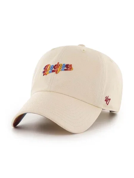 Шапка с козирка MLB Los Angeles Dodgers с апликация бежово