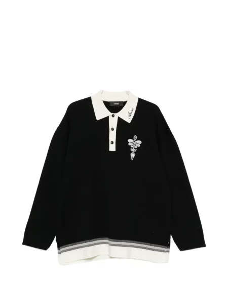 Tricou polo Amiri cu dungi cu autograf negru