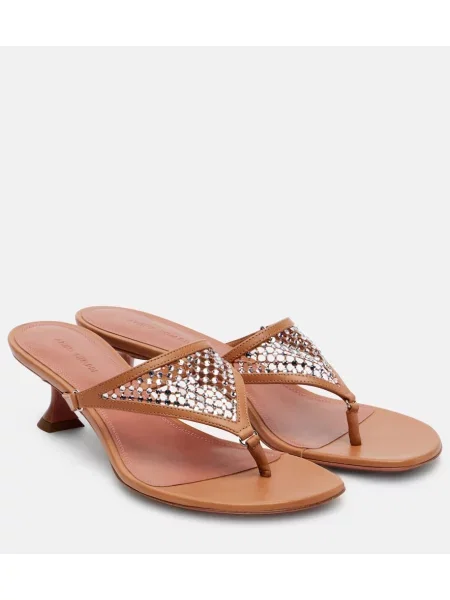 Chiloți tanga Amina Muaddi de cristal maro