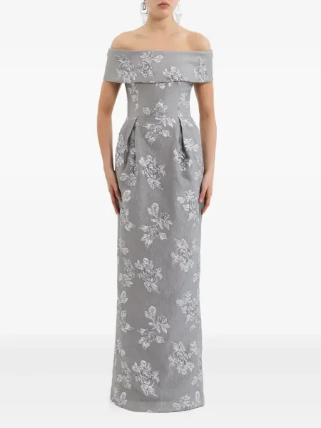 Rochie Rebecca Vallance cu model floral argintiu