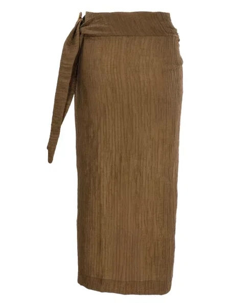 Spódnica midi Hamoulet do kolan z rozcieciem kopertowa zielona