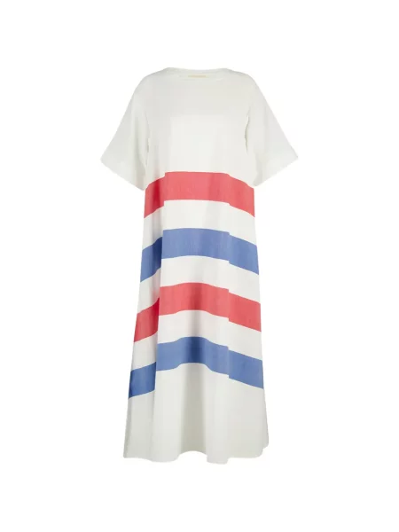 Rochie maxi Marrakshi Life cu dungi alb