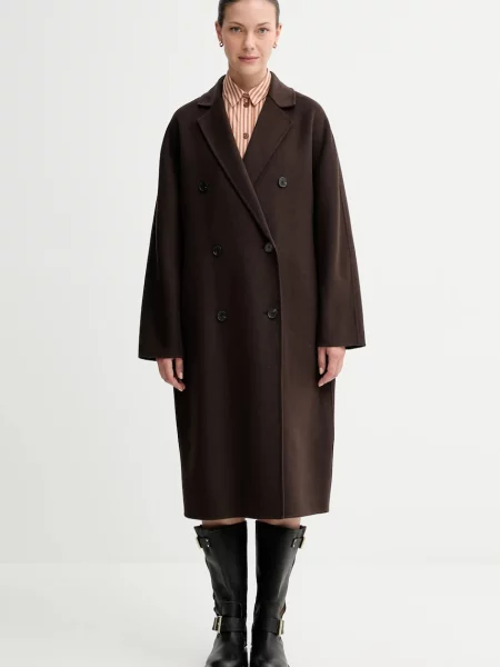 Marc O'Polo płaszcz z wełną brązowy