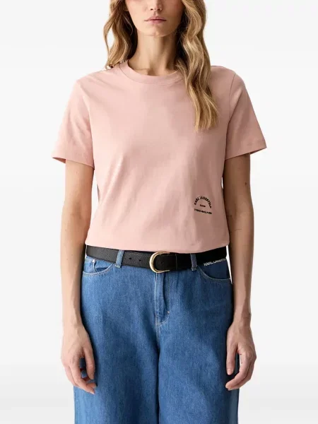Tricou Karl Lagerfeld cu broderie roz