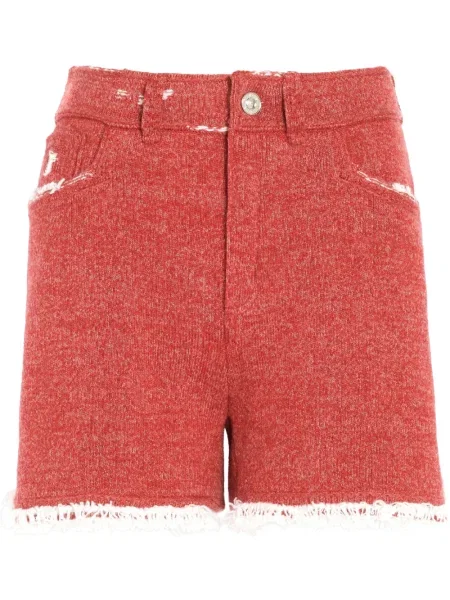 Szorty jeansowe Barrie z frędzli czerwone