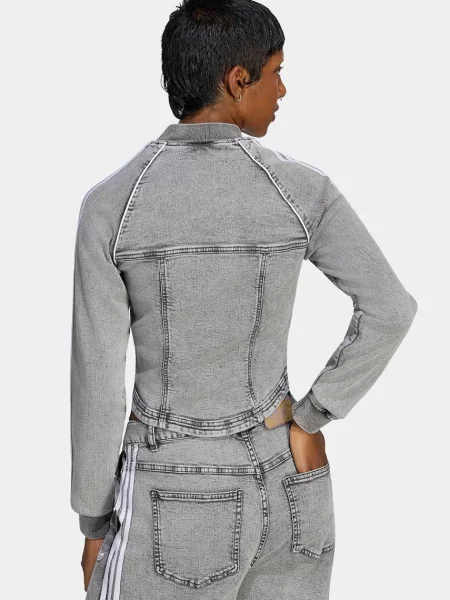Adidas Originals mikina na dámska rifľová Superstar Denim Corset sivá