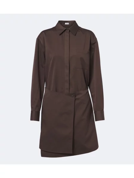 Rochie tip cămașă Loewe de mătase maro