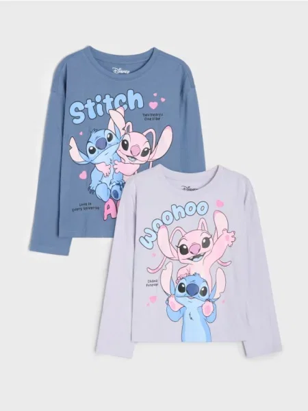 Sinsay trička s potiskem 2 ks Stitch vícebarevná