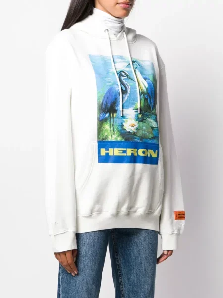 Hanorac cu glugă Heron Preston cu imagine alb