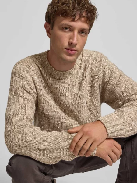 Sweter z dzianiny z prążkowanymi wykończeniami model ‘KYLOE’ Carhartt Work In Progress beżowy