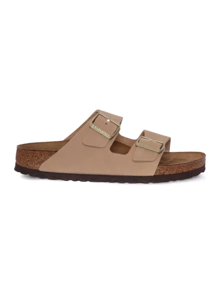 Klapki Birkenstock skórzane beżowe