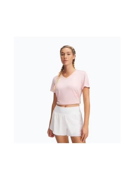 Футболка для тренувань Under Armour Tech V-Twist prime pink/white рожева
