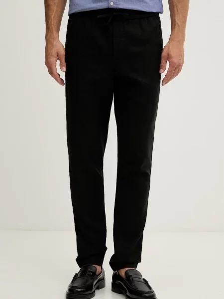 Tommy Hilfiger pantaloni pentru bărbați cu amestec de in negru