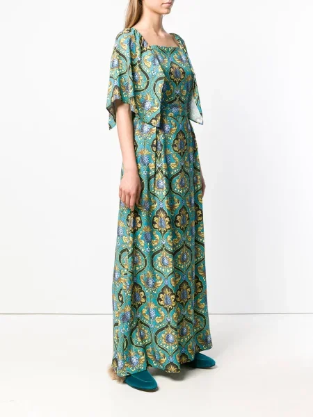 Rochie La Doublej cu imagine cu imprimeu geometric albastru