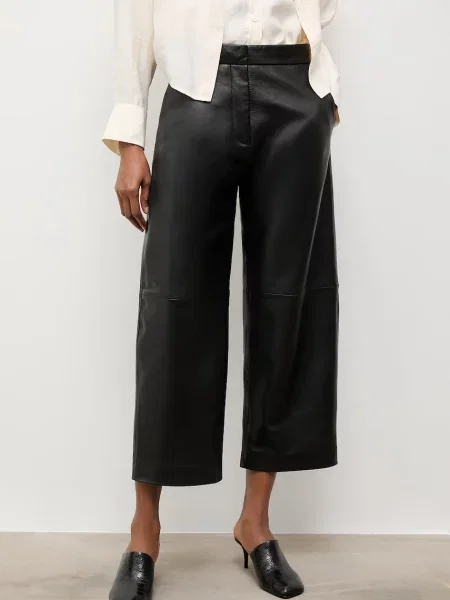 Answear.LAB pantaloni pentru femei din piele MADELINE Unscripted Collection negru