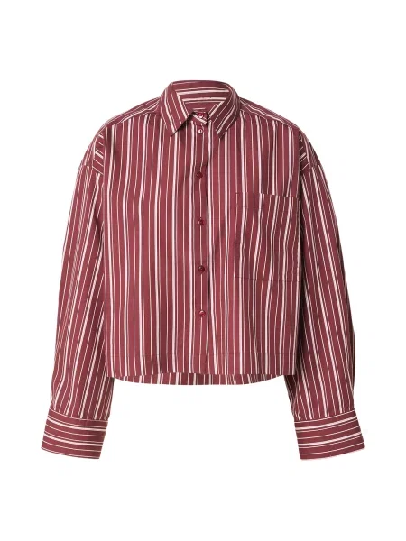 SELECTED Bluză SLFASTHA crem / cranberry roșu