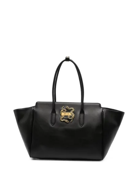 Geantă shopper Just Cavalli cu model piele de șarpe negru