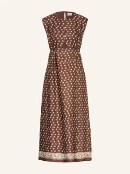 Claudie Pierlot Satyna Sukienka Z Wycięciami braun beżowa