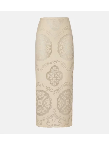 Fustă midi Valentino cu model floral bej
