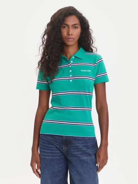 Класическа тениска Guess Jeans зелено