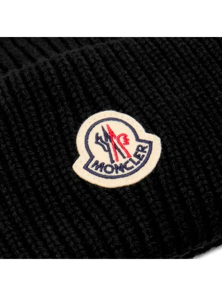 Czapka Moncler wełniana z logo czarna