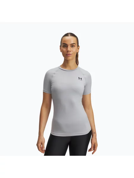 Tricou de antrenament pentru femei Under Armour HG Authentics Comp SS mod gray/black negru