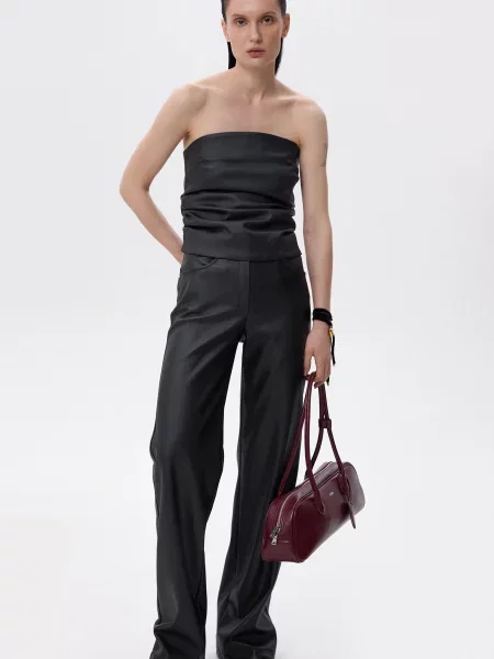 Штани Estro штучна шкіра чорний