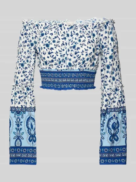 Krótka bluzka Apricot z odkrytymi ramionami niebieska