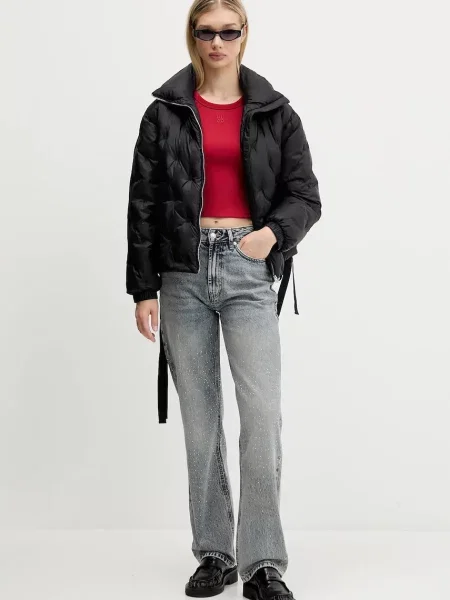 HUGO crop top z bombažem Delanor rdeča