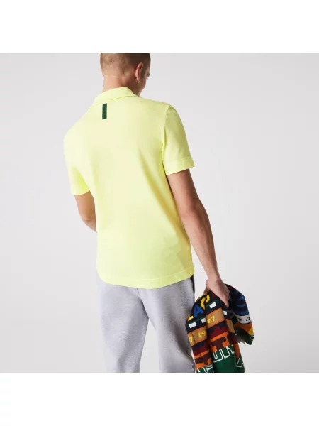 Lacoste Koszulka Polo Slim Fit Piqué Z Organicznej Bawełny Stretch żółta