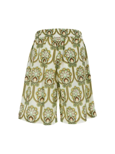 Drôle de Monsieur Short Tapisserie Florale Lin szorty z lnem zielone