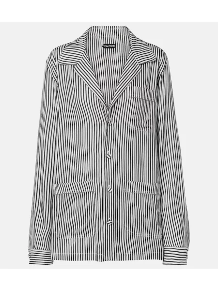 Cămașă Tom Ford de mătase cu dungi negru