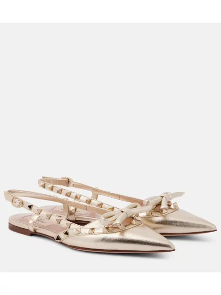 Usnjene balerinke Valentino Garavani z odprtimi petami