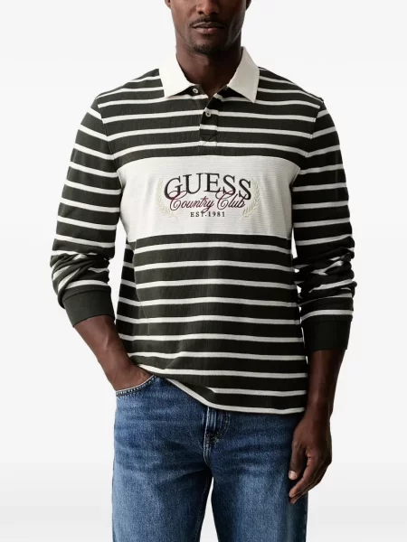 Tricou polo Guess cu dungi verde