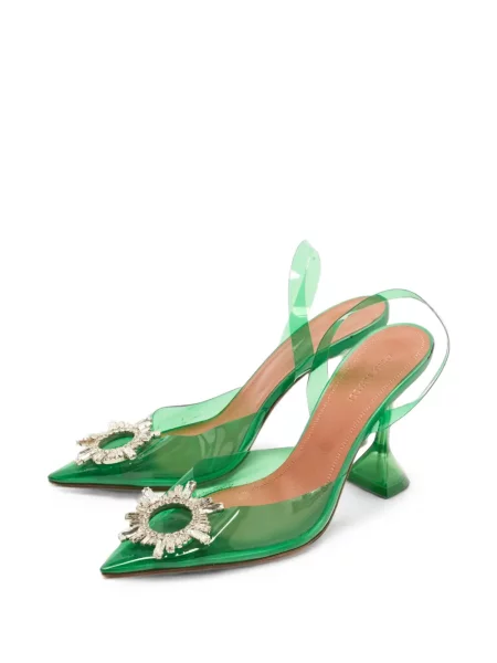 Pantofi cu toc Amina Muaddi slingback verde