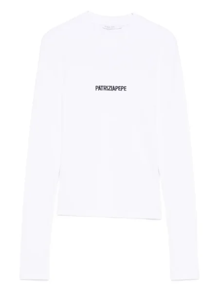 Tricou Patrizia Pepe cu broderie lung alb