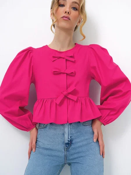 Trend Alaçatı Stili Bluză fucsia